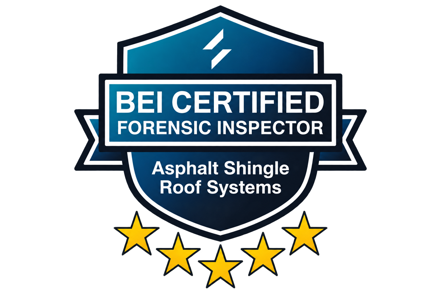 BEI Certified Forensic Inspector badge — Asphalt Shingle Roof Systems